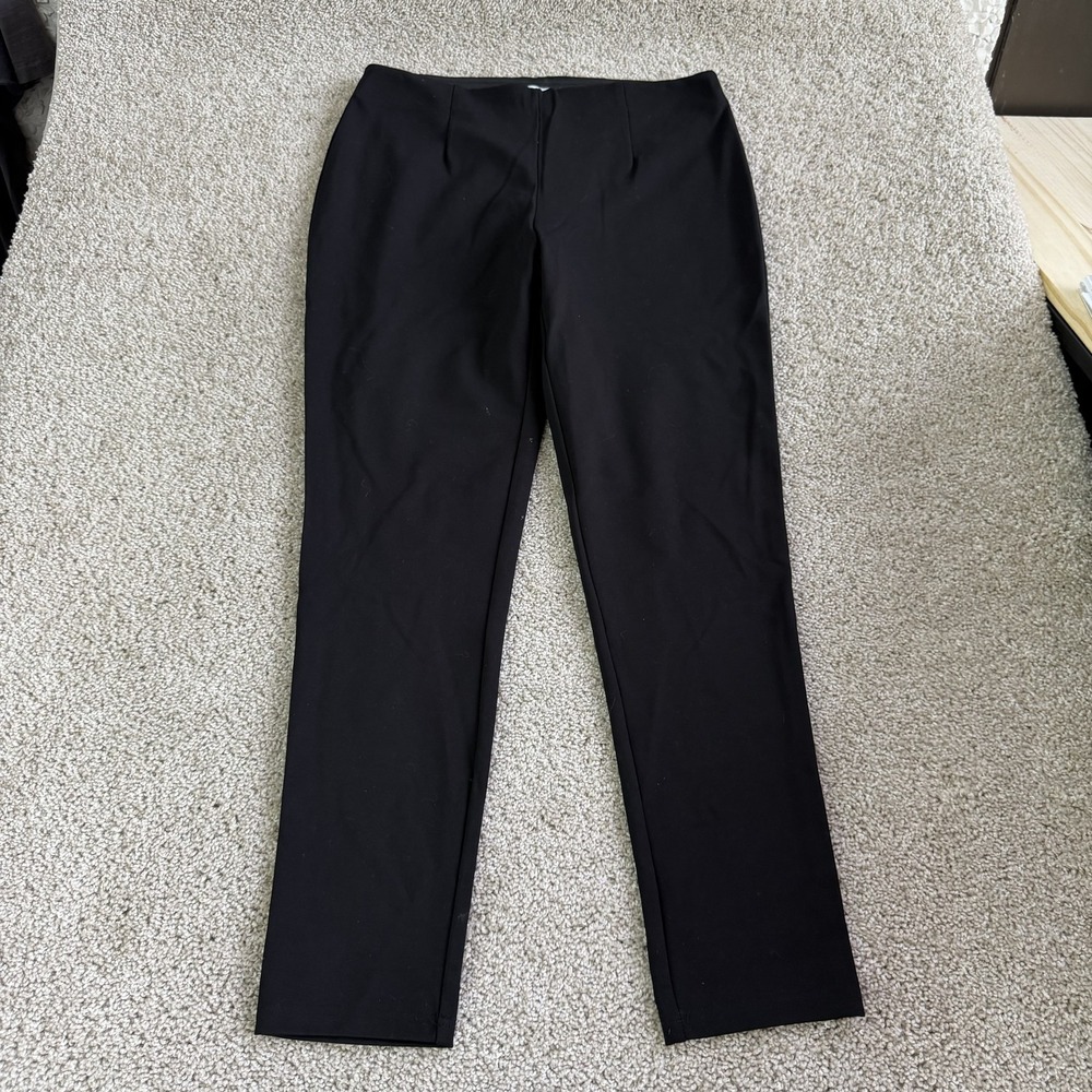 Calvin Klein Dress Pants Womens 10 Black Ponte Slim Tapered Pull On Pockets